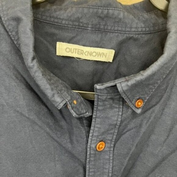 Outerknown The Artist Oxford Long Sleeve Button Down Shirt - Navy Blue Size XXL - Picture 3 of 6